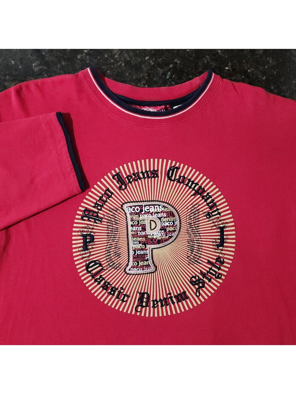Vintage Y2K PACO Jeans Streetwear Hip Hop Long Sleeve T Shirt Patch Classic